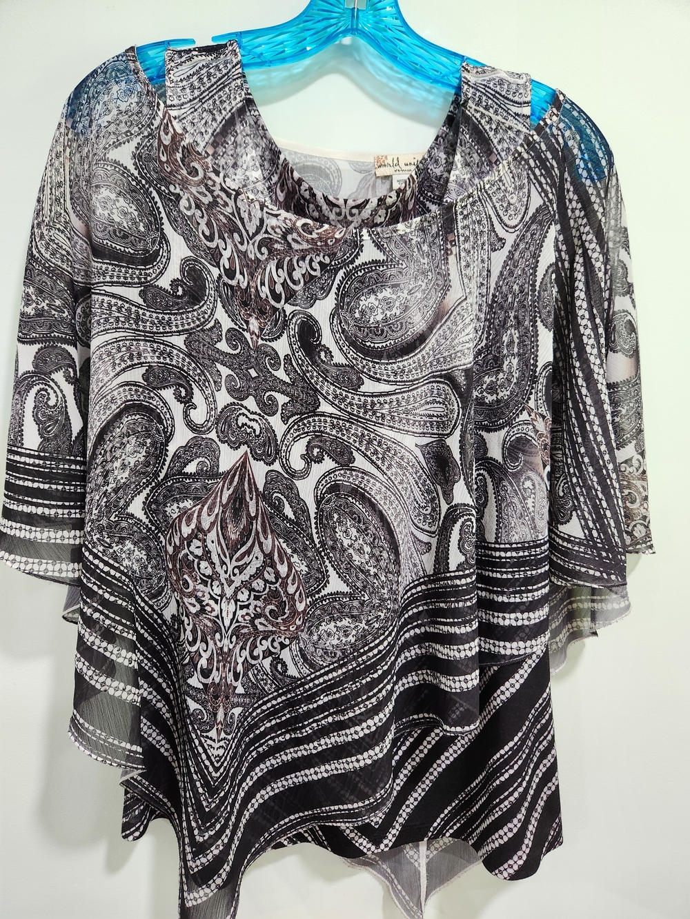 Black & White Paisley Layered Women's Tank Top 2pc